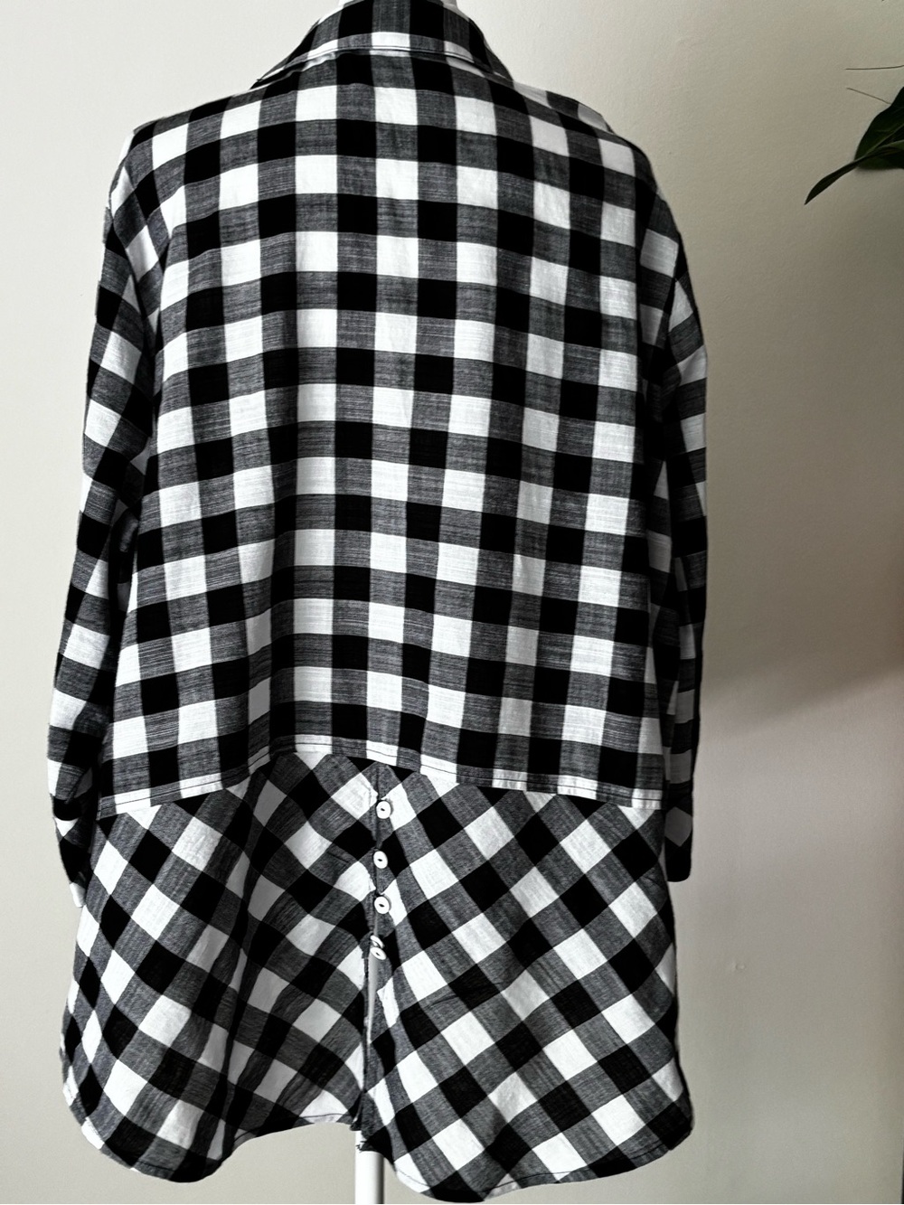 Foxcroft Black and White Check Button-Front Blouse - Picture 4 of 11